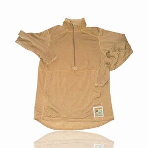 USMC FROG Grid Fleece Quarter Zip Pullover Mens Size S Coyote Tan